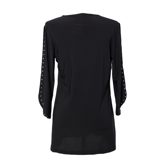 Women's Black Dressy Top Cutout Rhinestone Sleeves 3/4 Sleeves Scoop Neck NWT - Picture 6 of 6